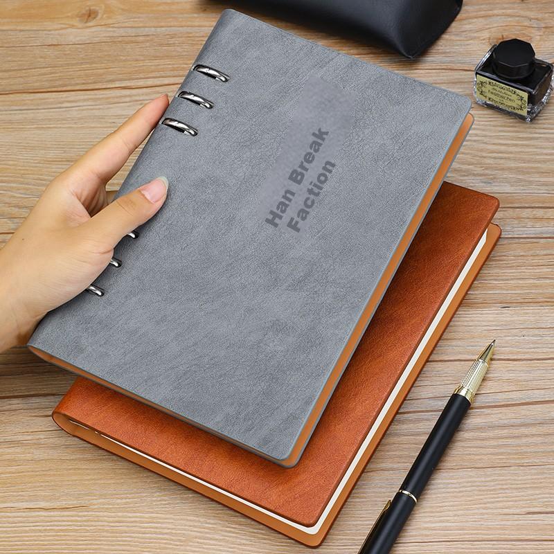 Jiaranheng A5 Thick Loose-Leaf Notebook, Creative Inspirational Cover, Business Office Stationery, Removable Refillable Pages, Meeting Record Book, Customizable, Gray