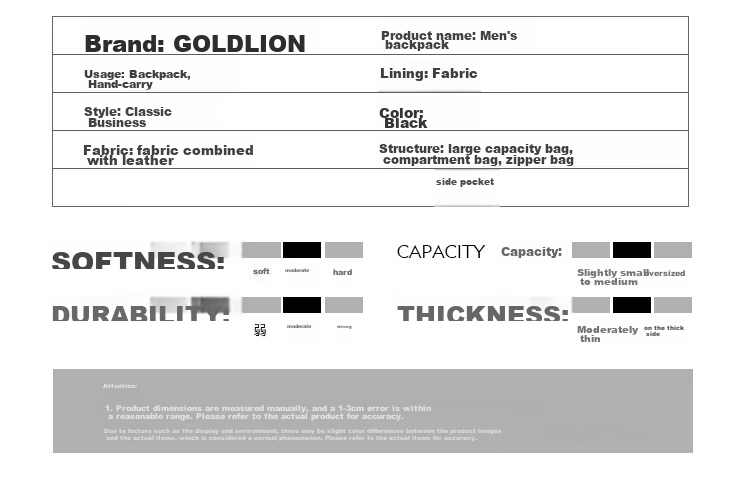 Goldlion Backpack, Outdoor Travel Bag for Men, Double Zipper Large Capacity Laptop Bag And Schoolbag, Birthday Gift 11
