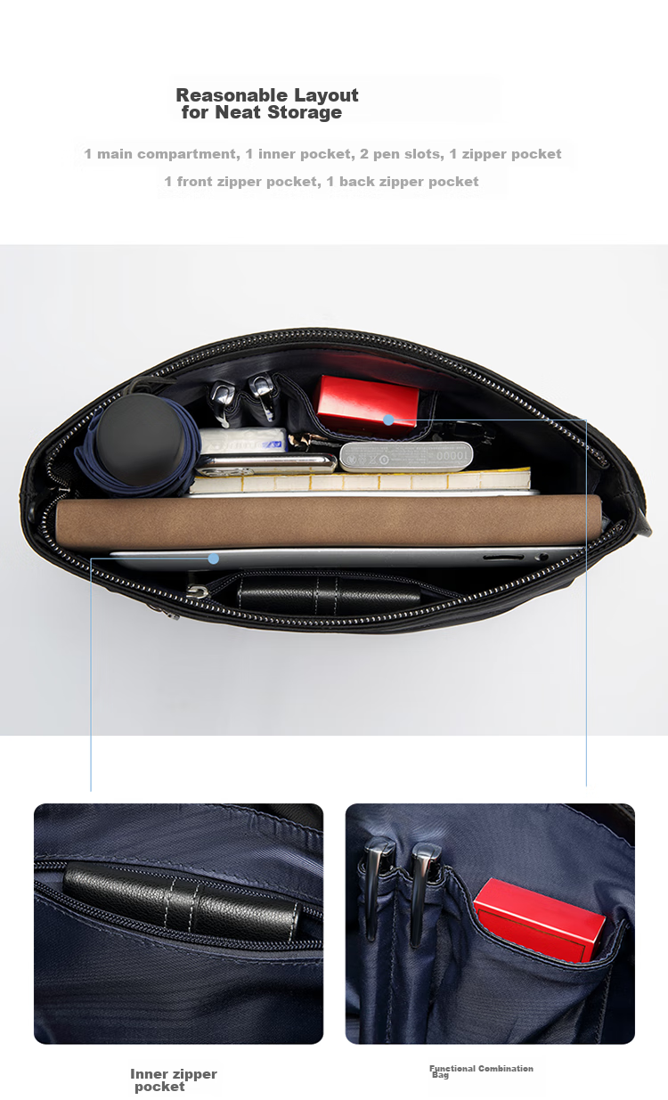 GOLF Men's Nylon Water-Resistant Shoulder Bag, Large Capacity Crossbody Bag, Casual Trendy Lightweight Fashionable Satchel 9