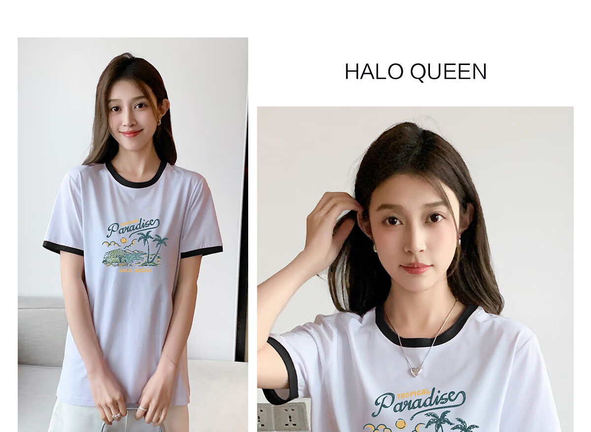 Halo Queen Long-Sleeve T-Shirt for Women, Spring And Autumn Round Neck Shell Cute Casual Versatile Base Shirt Top New Product H143T2020 58
