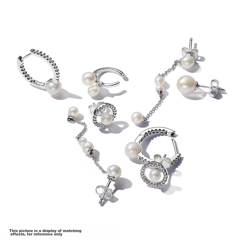 PANDORA Pearl-Encrusted Halo Stud Earrings, Classic Birthday Gift for Girlfriend
