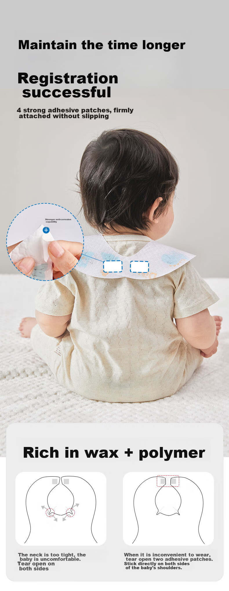 LOCK&LOCK Disposable Bibs for Babies, Summer Waterproof Baby Feeding Bibs, No-Wash Drool Bibs, 20 Pieces/pack 6