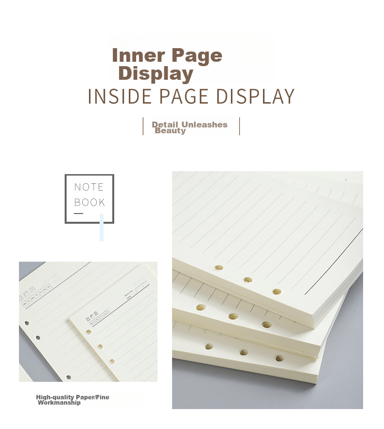 TENGXIONG A5 Loose-Leaf Paper Refill Notebook, 6-Hole Detachable Inner Pages for Error Correction Book, Replacement Core Student Practice Draft Paper with Ruled Lines, Office Memo Pad Customizable Inner Pages 4