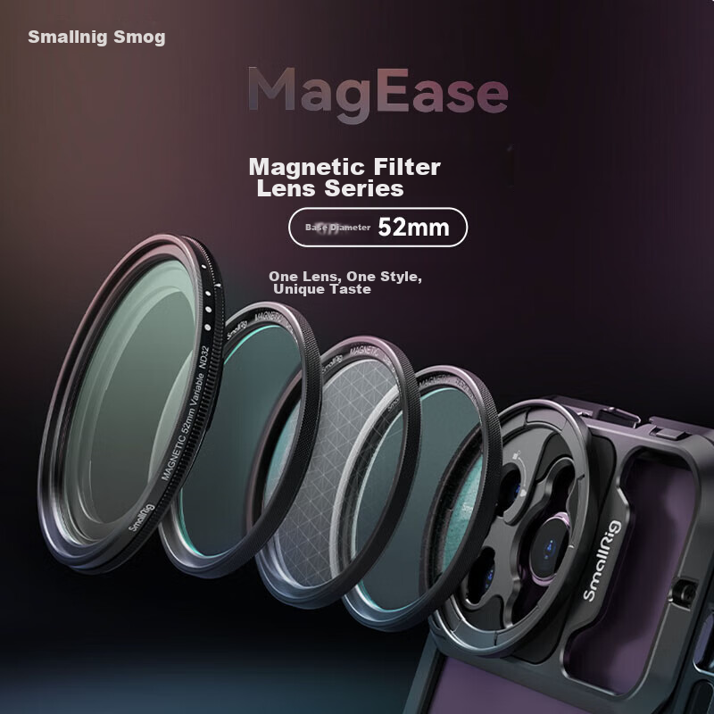 SmallRig 4215 Adjustable ND2-32 Circular CPL Polarizing Filter, 52mm Starry Black Soft Magnetic, MagEase for Apple And Android Phone Filters