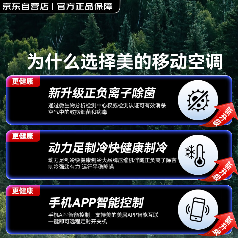 美的（Midea）移动空调1.5匹单冷 一体机空调无外机免安装立式空调  负离子杀菌WIFI智能操控 KY-35/N8Y-PX
