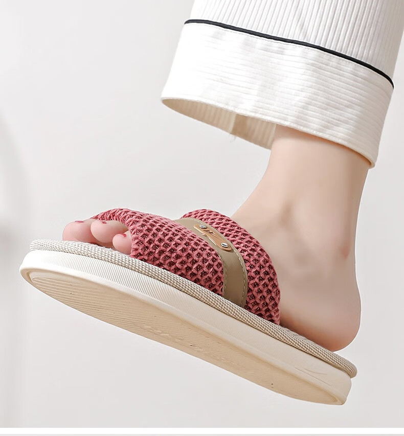 Huili Linen Slippers for Men And Women, Sweat-Absorbing And Breathable Home Shoes, Indoor All-Season Floor Slippers HL0215 Pink Size 40-41 18