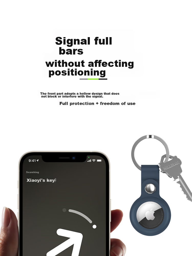 ESCASE Airtag2 Protective Case, Apple Anti-Loss Device Keychain, Silicone Ultra-Thin, Anti-Slip And Shockproof Hook Ring KPLE02 Black 11