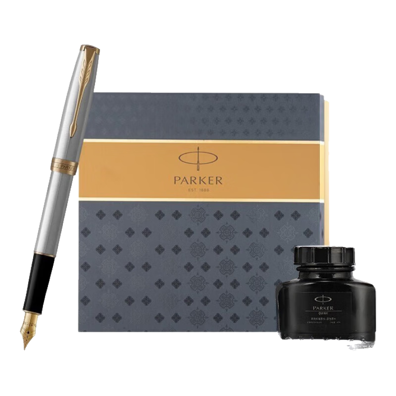 PARKER High-End Fountain Pen, Luxury Business Gift, Light Luxury Present, Zhuoer Steel Rod Gold Clip Ink Pen, Ink Gift Box, Mid-Autumn Festival Gift for Friends, Baitiao Discount