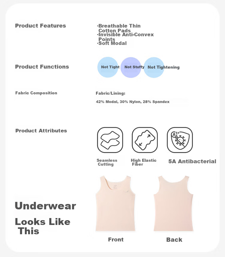 Jiusuiban Children's Vest for Girls, Size 120s, Jinmo, for Ages 8-10, Puberty Bra with Padding, School Uniform, Nipple Covers, Underwear 2