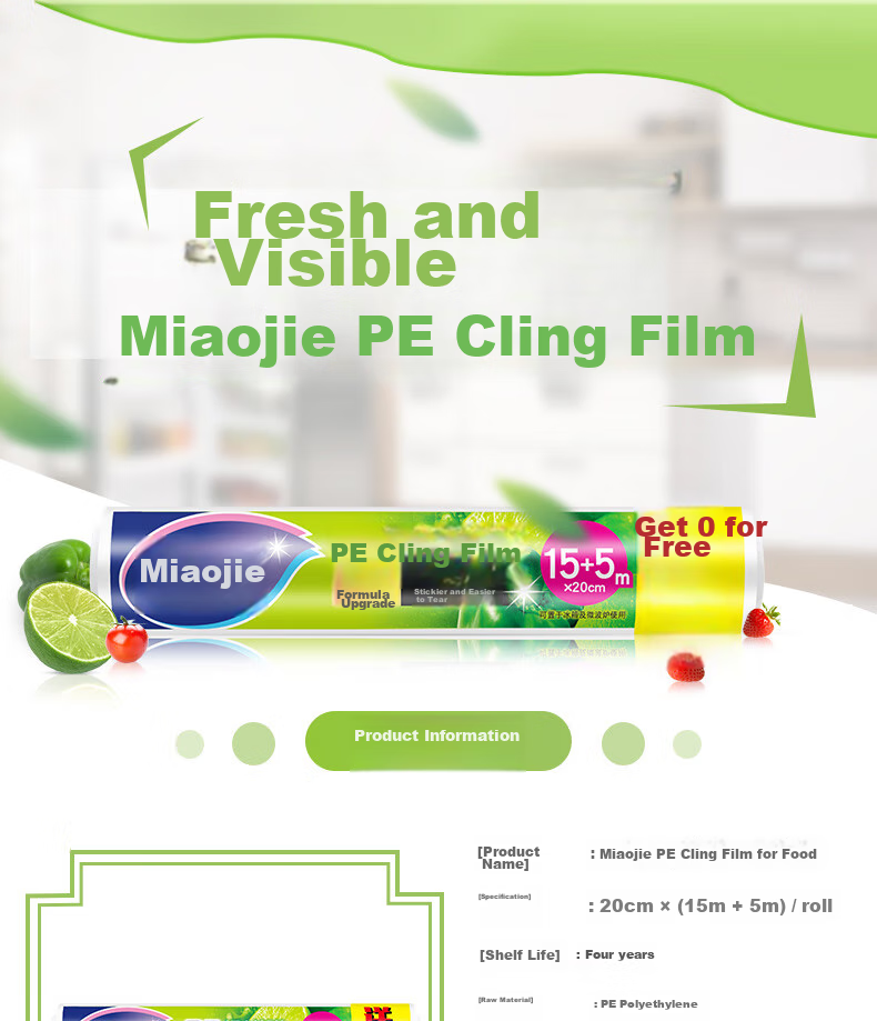 MIAOJIE Disposable Cling Film, Upgraded Adhesion for Better Hygiene, Easy to Tear, Small Economy Pack 20 Meters * 20cm 1