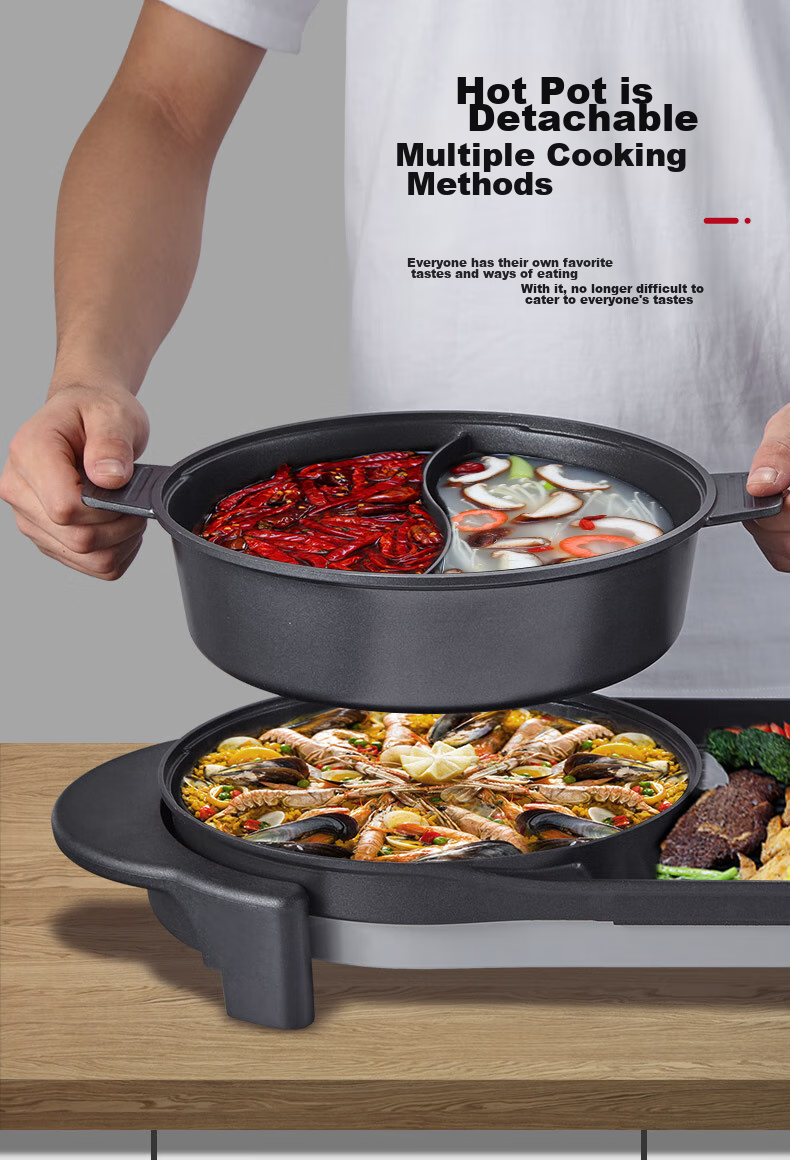 KONKA Electric Grill Stove, Multifunctional Dual-Sided Electric Hot Pot And Grill Combo Stove, Home Electric Grill And Hot Pot, Dual Temperature Control, Separable, KEG-W006 7