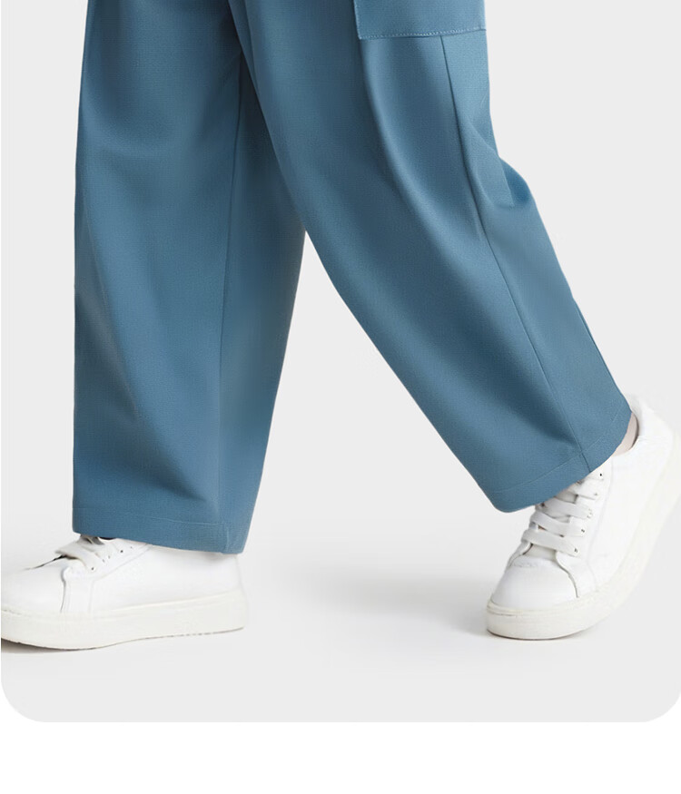 Badibadi Spring Autumn Baby Toddler Pure Cotton Straight Work Pants Loose Comfortable Long Pants Blue Good Luck Letters Size 110 5