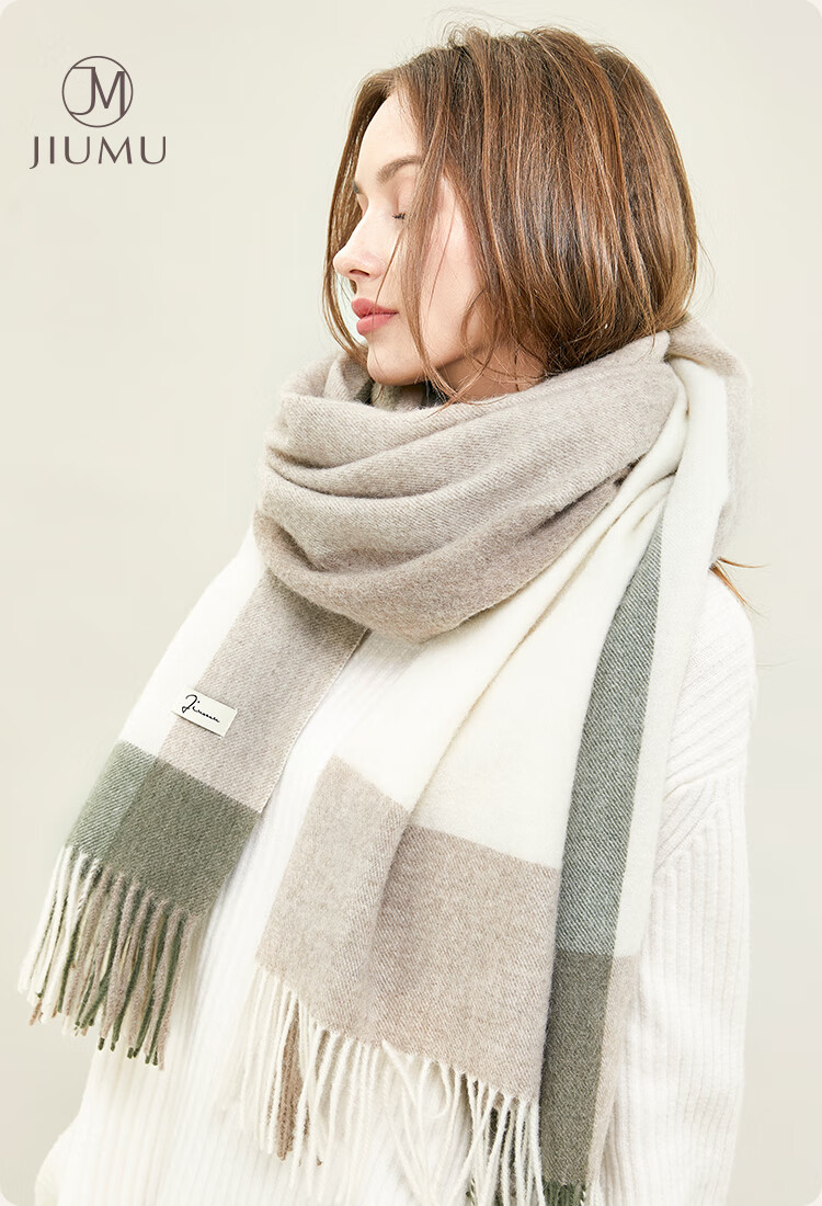 JIUMU Pure Wool Scarf for Women Autumn Winter Warm Shawl Large Wrap Gift Box New Year Birthday Present for Girls 1
