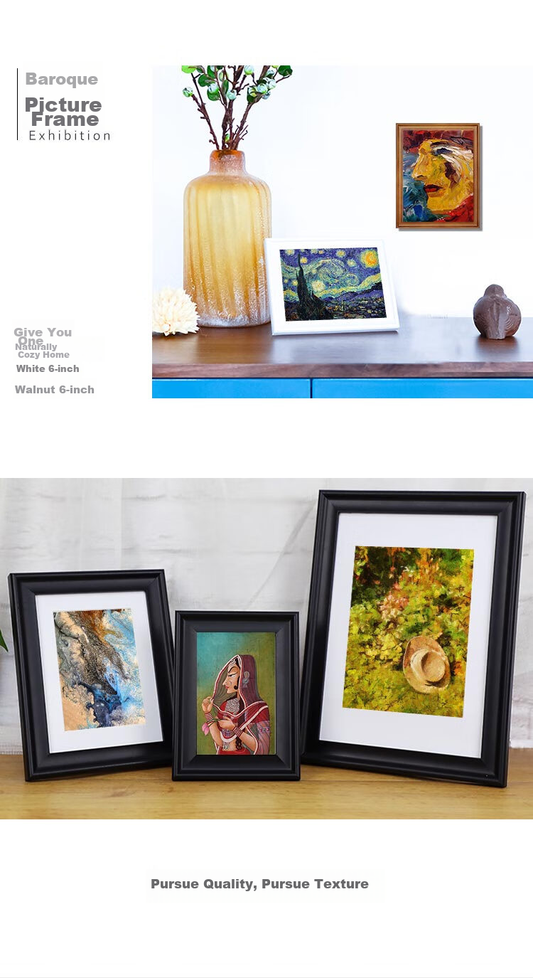 Befon 6-Inch Wood Grain Photo Frame, European Style, Creative Display Stand, Wall-Mounted Picture Frame, Photo Mounting, Combination Frame 0252 4
