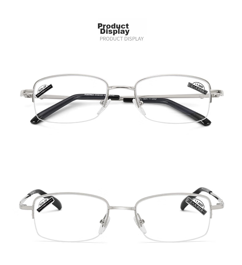 Funsonca Anti-Blue Light Comfortable Ultra-Light Fashionable Reading Glasses for Men And Women, Metal Durable Business 6100, -1.00 Diopter 16