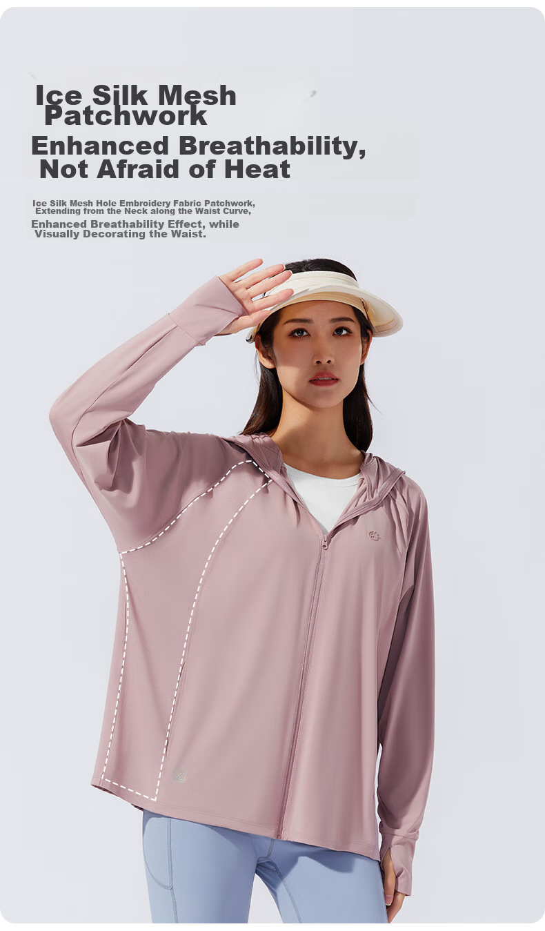 TECTOP Outdoor Sun Protection Jacket for Women, UV-Resistant Summer Breathable Hiking Coat 2422102FS Women's Model Fuyue White M 9