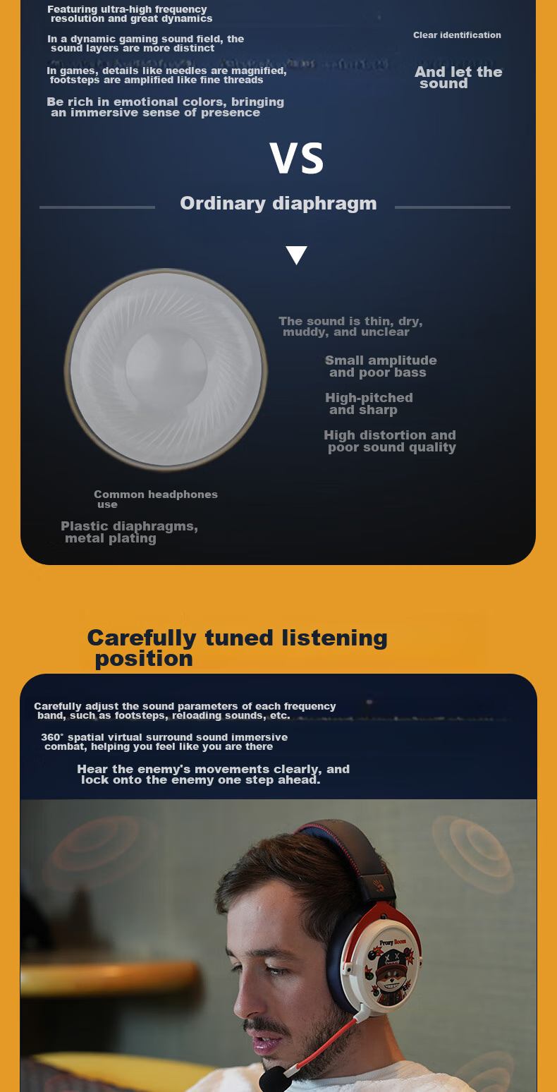 A4TECH Savage Tribe MR595 Wireless/Bluetooth/Wired Gaming Headset, Over-Ear Blood Hand Phantom, PUBG CS Lightweight Delta Valorant Game, Reverse Yellow 8