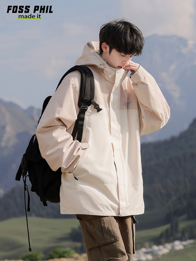 Foss Phil Workwear Jacket for Men And Women, Autumn And Winter Outdoor Windbreaker, Casual Loose Mountaineering Coat FPJK3 Black 3XL 3