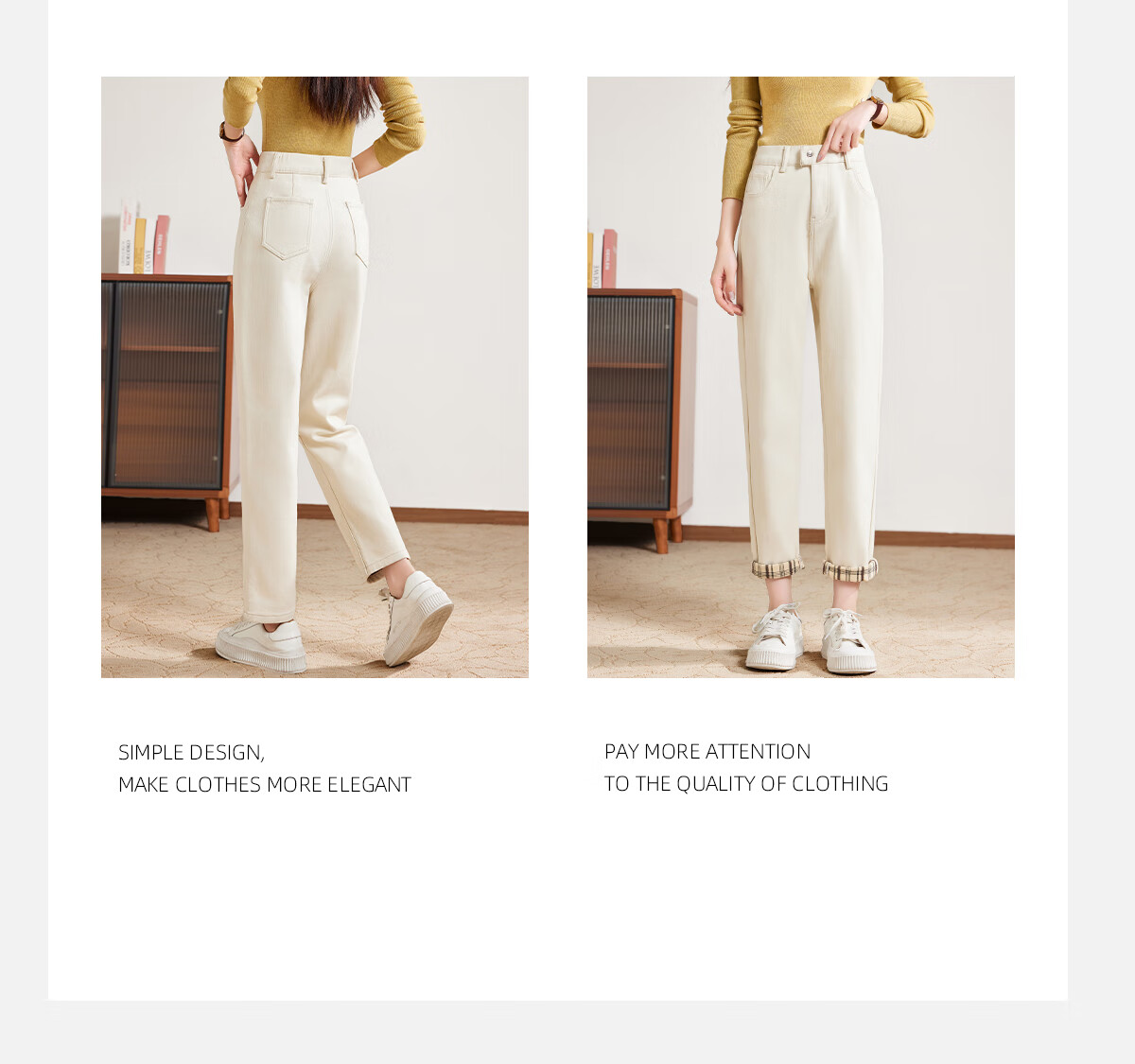 PinCai Women's Jeans, Spring And Autumn White High-Waisted Slimming Heightening Versatile Casual Trousers P143N1010 11