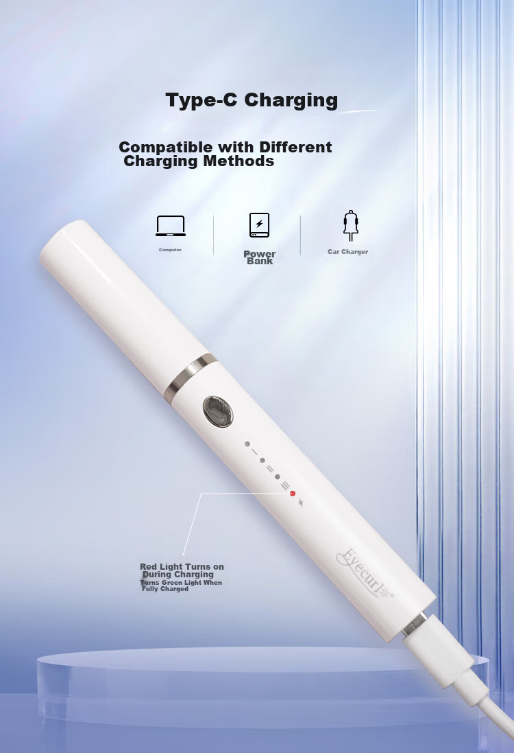 Eyecurl Small Steel Tube Electric Eyelash Curler, White, Electric Lash Curler, Long-Lasting Shaping Tool for Beginners 10