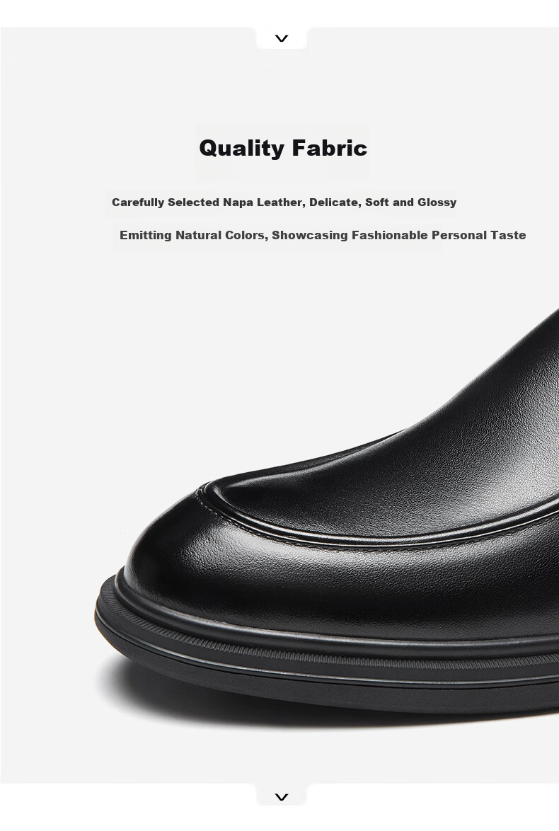 Aokang Slip-On Comfortable Solid Color Low-Top Formal Business Breathable Leather Shoes with Thick Soles, Black Size 42 3