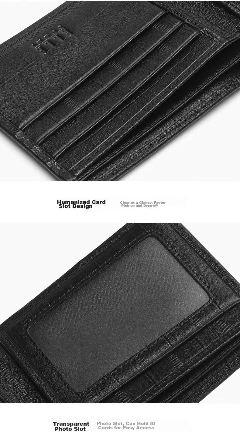 ELLE HOMME Men's Short Wallet, Top-Grain Leather Multifunctional Card Holder, Horizontal Style Billfold 2120, Birthday Gift for Me 11