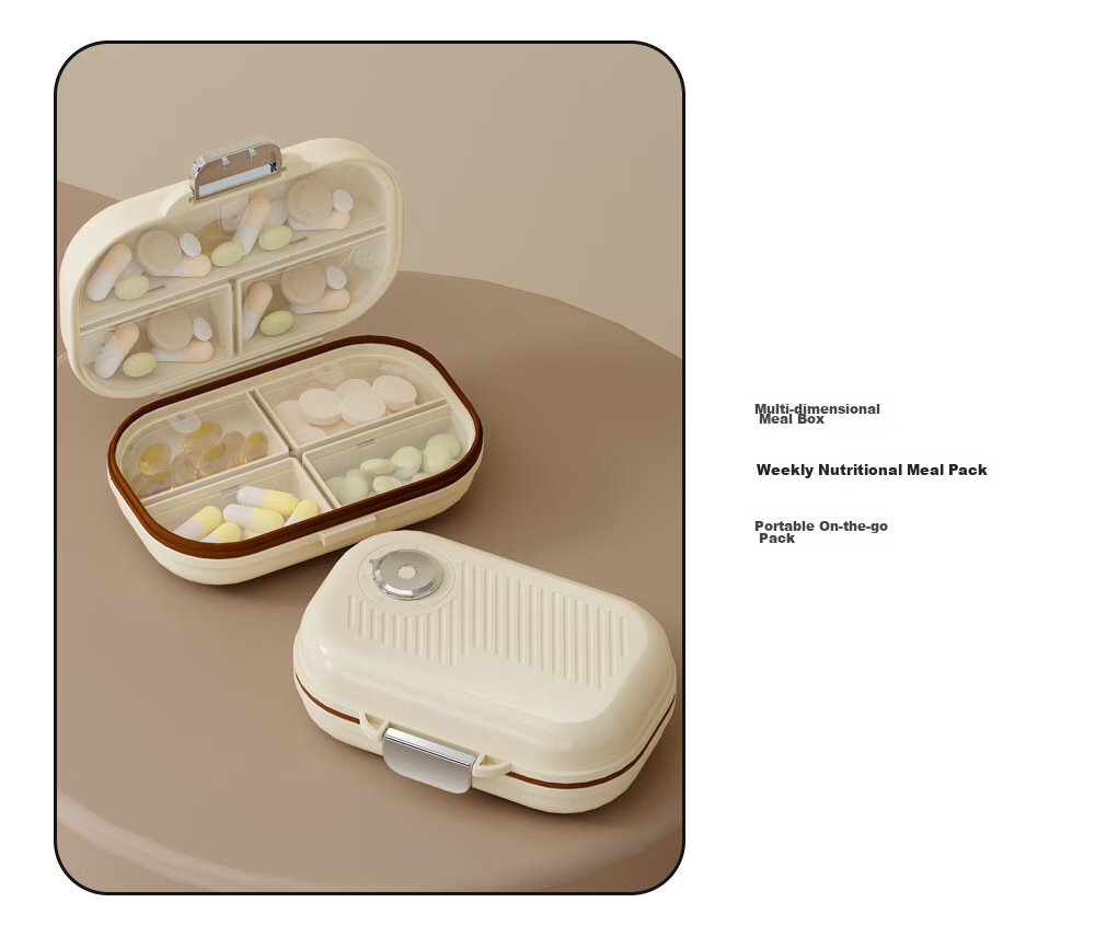 Lehuolvxing Pill Organizer, Portable Medicine Dispenser, Compact Mini Box for Storing Medications, Sealed Container for Pills 5