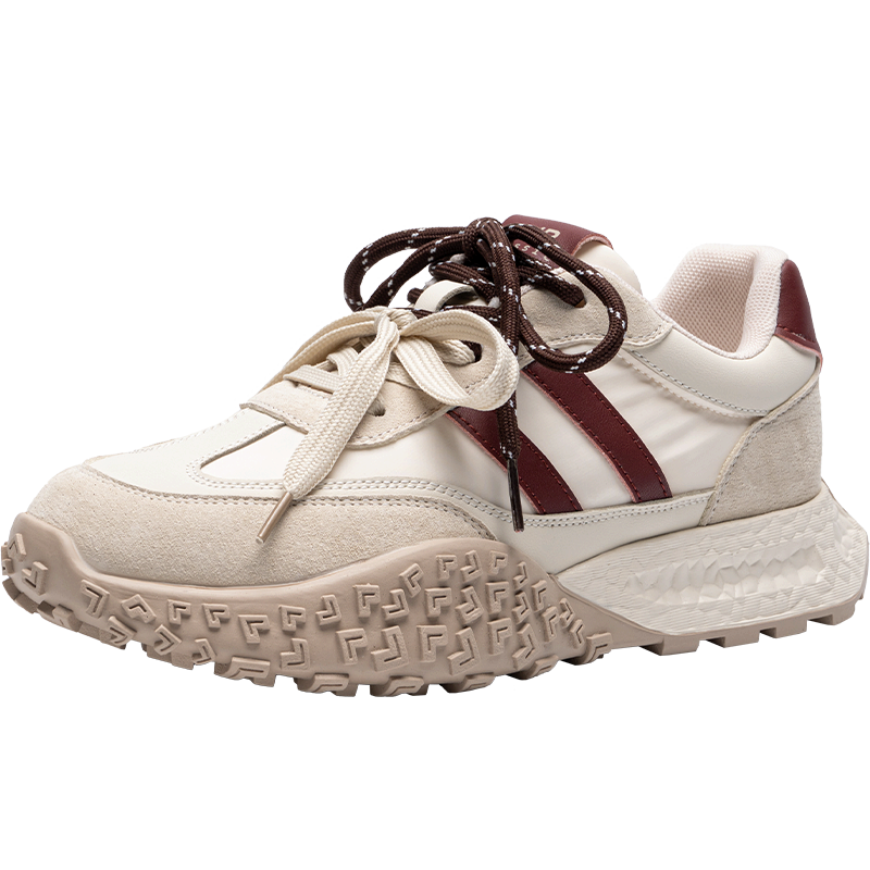 ZHR Casual Shoes for Women, Retro Sports Women's Shoes, Thick-Soled Heightening Versatile Dexun Shoes for Women, QS27, Beige-Red, Size 40