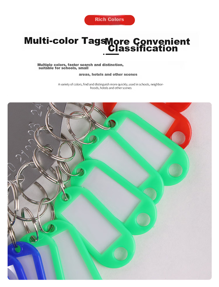 TaTanice Key Organizer, Key Storage Management Tool, Key Ring with Marking, Keychain with Chain, Dorm Handheld Metal Key Management Tag, 30-Slot Red Handle with Marking Plate 5