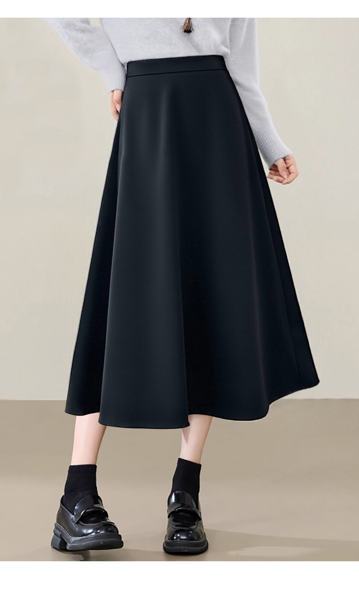 Chushen Spring And Autumn Midi Skirt for Women, Wild Meila De High-Waisted Irregular Design Elegant Commuter A-Line Skirt S143B2008 7