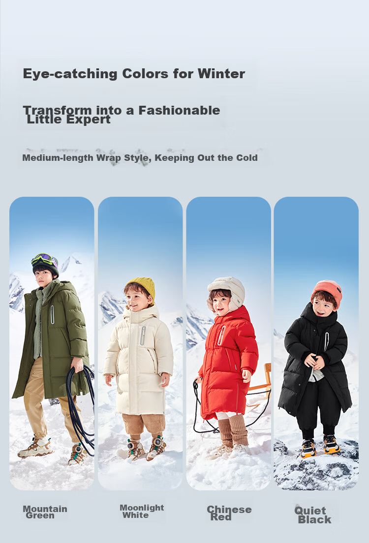 BALABALA Children's down Jacket, Boys And Girls Outerwear, Baby Winter Clothing, Mid-Length Stylish Coat, 208424107201 12