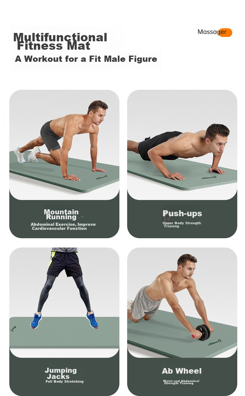 Li-Ning Yoga Mat TPE, Wide And Thick for Men And Women, Professional Non-Slip, for Jump Rope Exercises, Sports, Soundproof, Shock-Absorbing Floor Mat, Gree 17