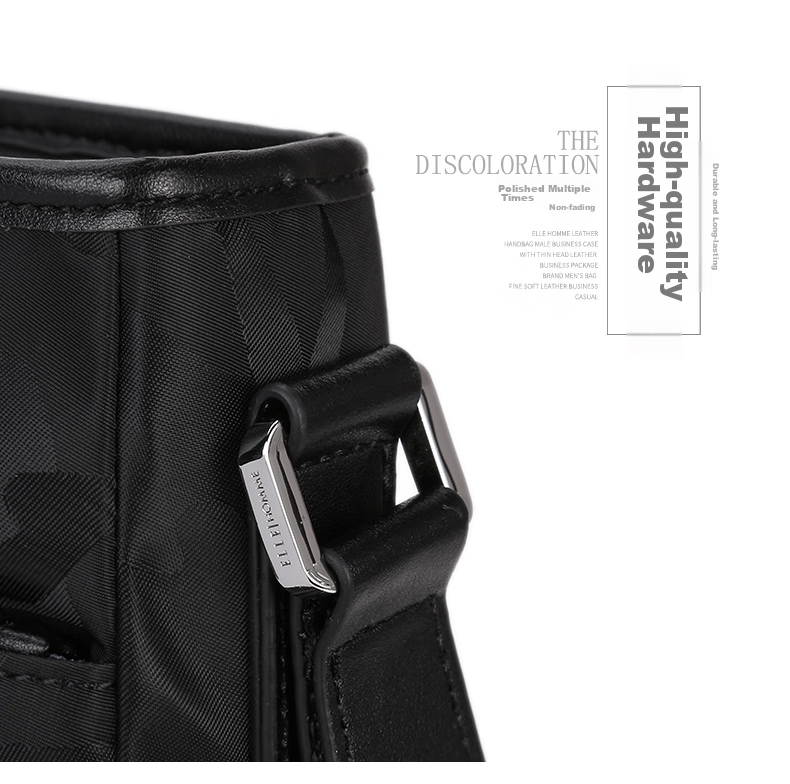 ELLE HOMM Men's Business Shoulder Crossbody Bag, Fashionable Multifunctional Vertical Camouflage Canvas Men's Bag 335340 Black Birthday Gift for Boyfriend 4