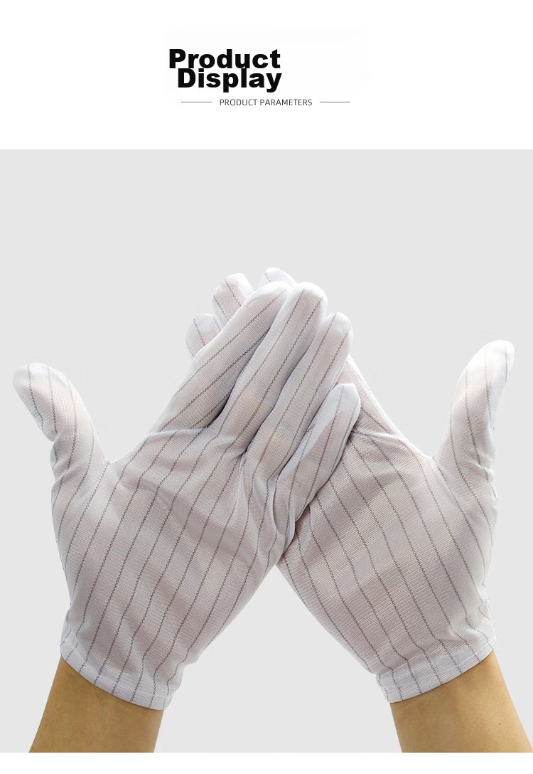 Beifute Anti-Static Gloves, Non-Slip Thickened Dust-Free Electronic Factory Assembly Striped Dotted Glue Labor Protection Gloves, Wear-Resistant And Dust-Proof, Thickened Version 10 Pairs 5