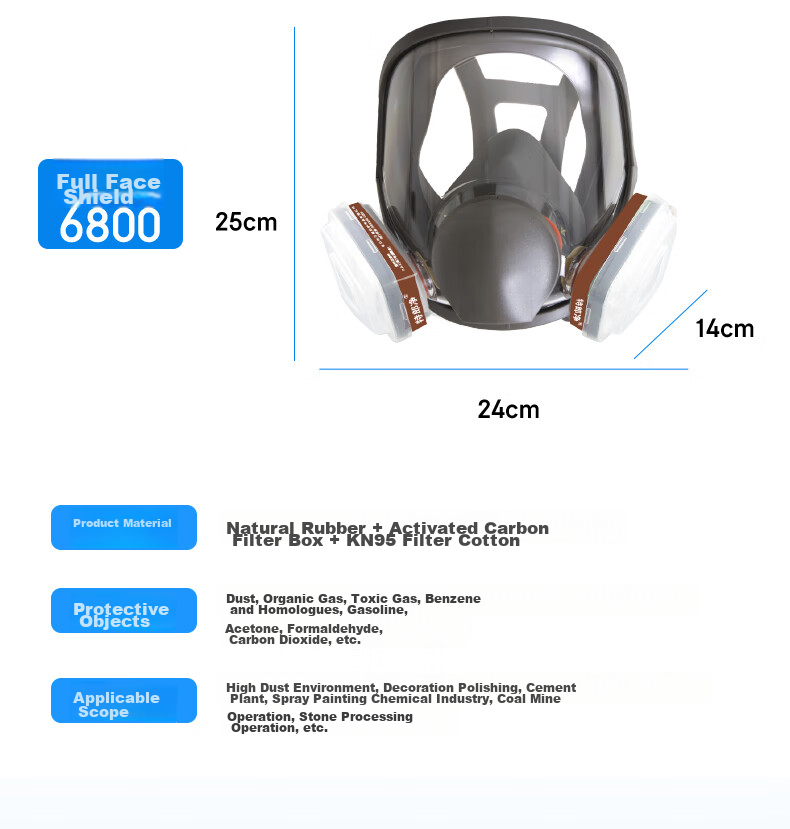 Telangjing Gas Mask Respirator for Protection Against Organic Gases, Chemicals, Grinding, Cement, Painting, Woodworking, And Pesticide Use 9