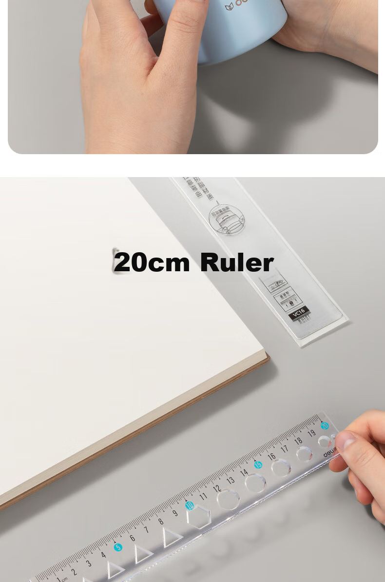 Deli 20cm Transparent Flexible Ruler, Drawing Ruler/durable And Not Easily Broken, Soft Measuring Tool for Students, Random Color, College Entrance Exam Blessing Gift 3