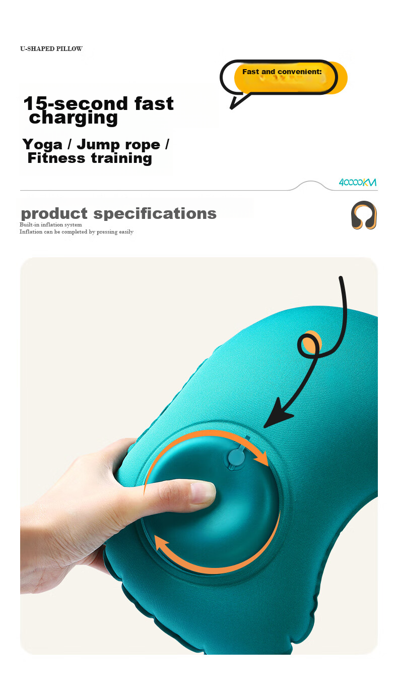 40,000 KM Inflatable U-Shaped Travel Neck Pillow Portable Airplane Cervical Support Pillow U-Shape Neck Pillow for Train and Long-Distance Car Sleep Aid 7