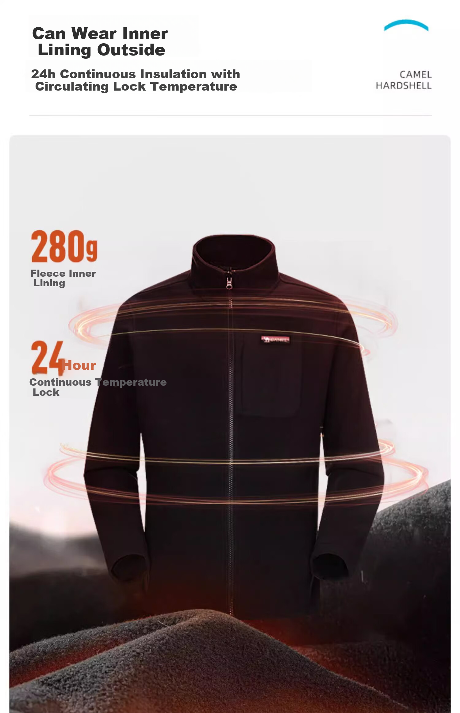 CAMEL [Wang Junkai's Choice] Outdoor Jacket Three-In Unisex Spring And Autumn Fleece-Lined Windproof Waterproof Mountaineering Coat 11