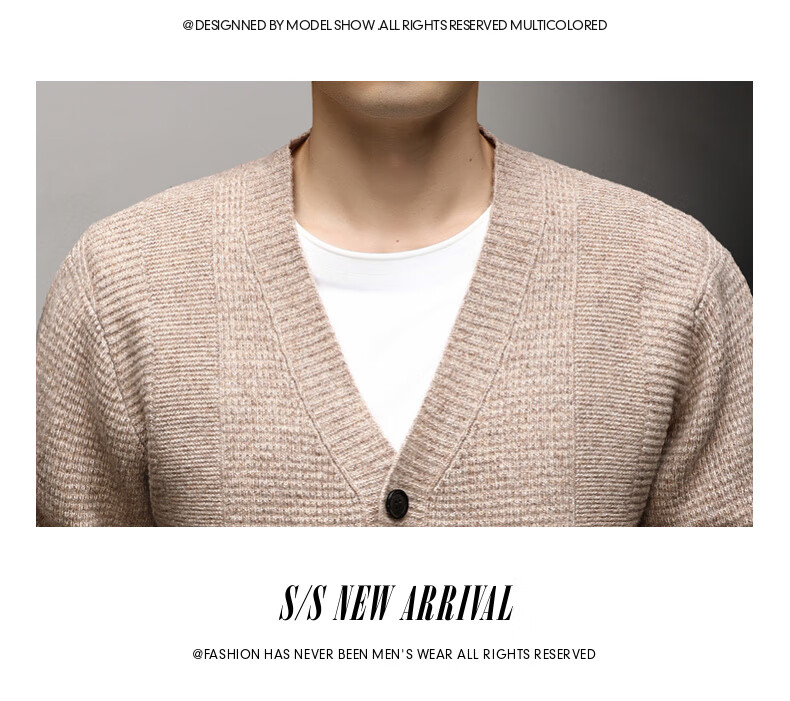 Hengyuanxiang Men's Wool Cardigan Thickened 100% Pure Wool Winter New V-Neck Warm Sweater Men's Versatile Knit Jacket 8