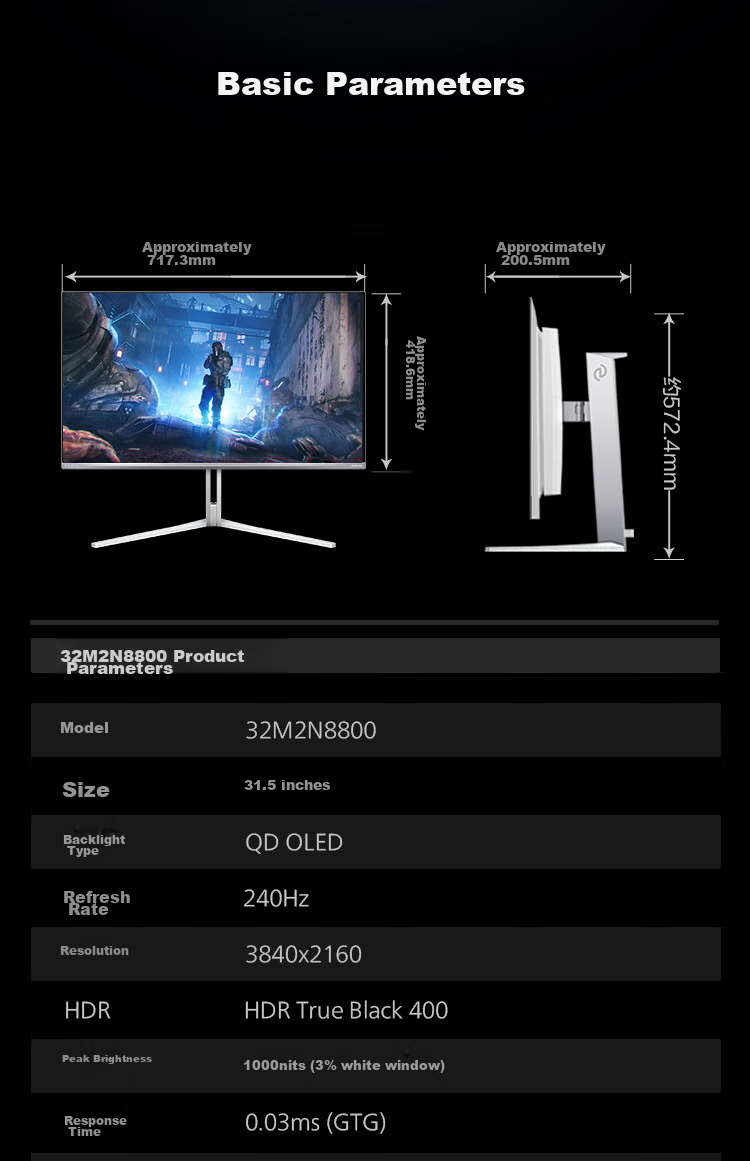 PHILIPS EVNIA, 31.5-Inch 4K 240Hz QD-OLED Dynamic Smart Cooling, Native 10-Bit, 0.03ms Response Time, Speakers, O8 Gaming Monitor, 32M2N8800 22