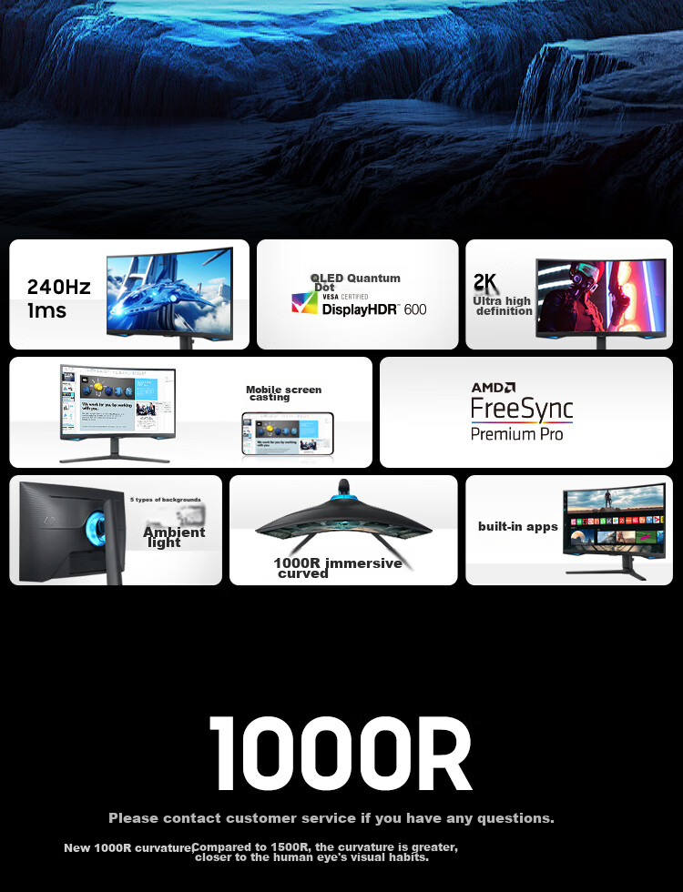 SAMSUNG 27-Inch G70F, 4K, 180Hz, Fast IPS, Dual-Mode 360Hz, Ultra-Thin, HDR, Low Blue Light, Xuanlong Knight, Gaming Monitor, LS27FG706ECXXF 2