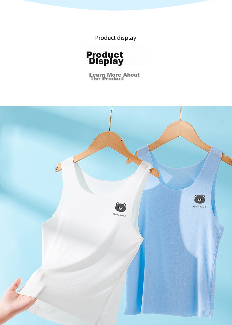 LangSha Children's Tank Top, Boys' Thin Modal Vest, Baby Undershirt T-Shirt, Kids' Underwear Base Layer, 2-Pack, Bear Pattern, Size 140 9