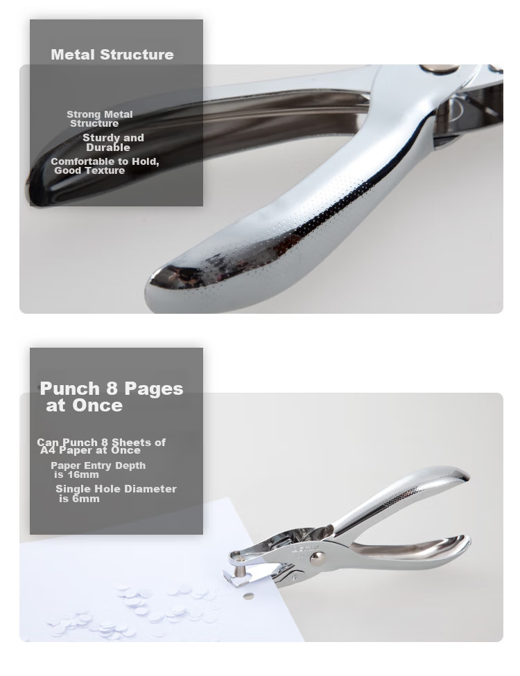 COMIX Two-Hole Puncher, 6mm Diameter, 35 Sheets Capacity, with Positioning Ruler, Model B2912 White 5