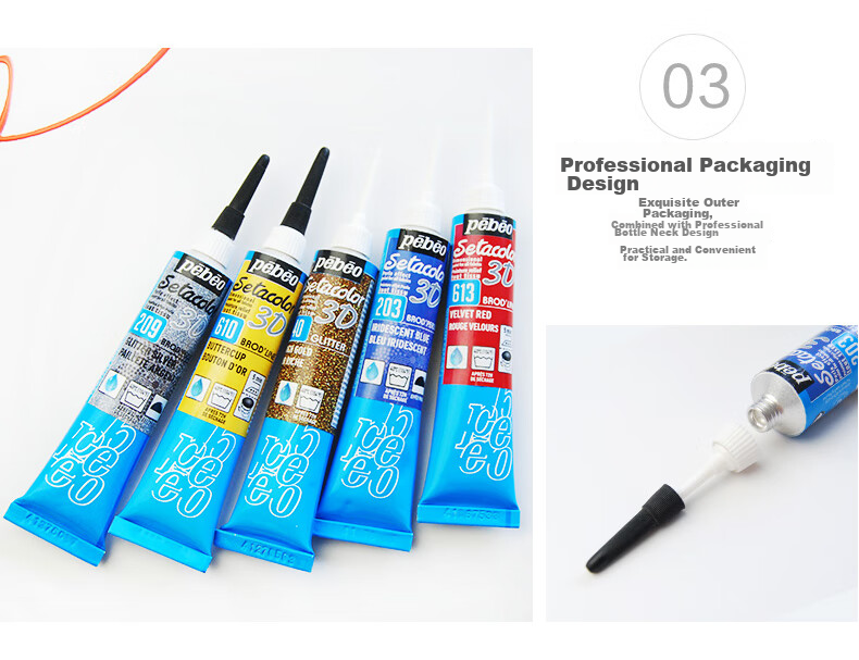 Pebeo 20ml 3D Paint Metal Pearl White Outdoor Sketch Art Painting Brush 10