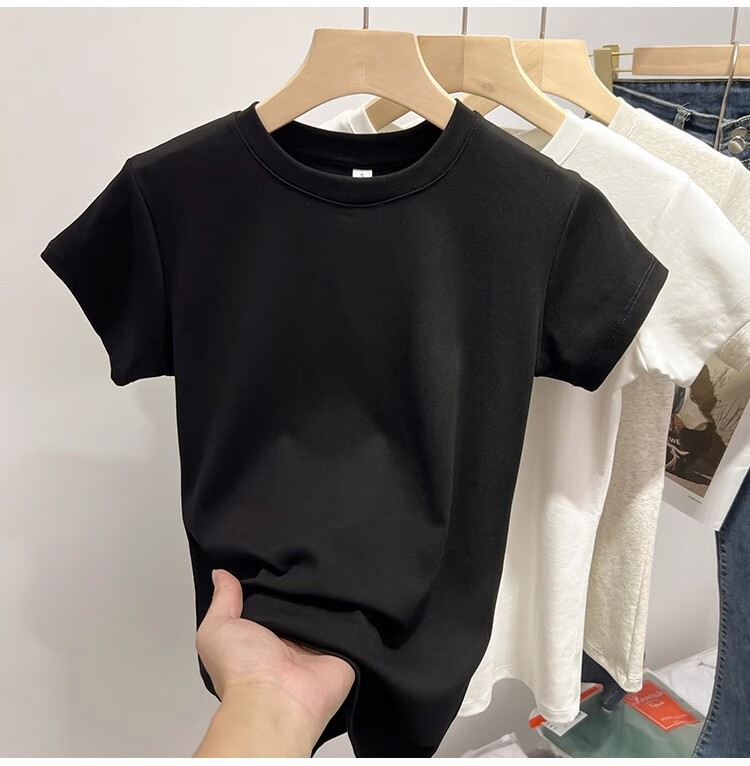 TUCANO Pure Cotton Regular Shoulder Short-Sleeve T-Shirt for Women, Summer New Style Inner Wear Slim-Fit Base Layer Top Trendy Tee White S 11