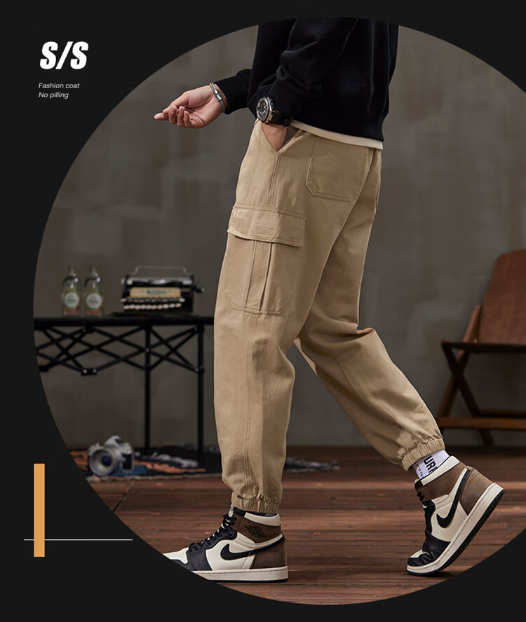 Dingfengbaoluo Casual Pants for Men, Summer Heavyweight Trendy Brand, Loose-Fitting Joggers, Fashionable Versatile Athletic Sweatpants, K602 Black 2XL 15
