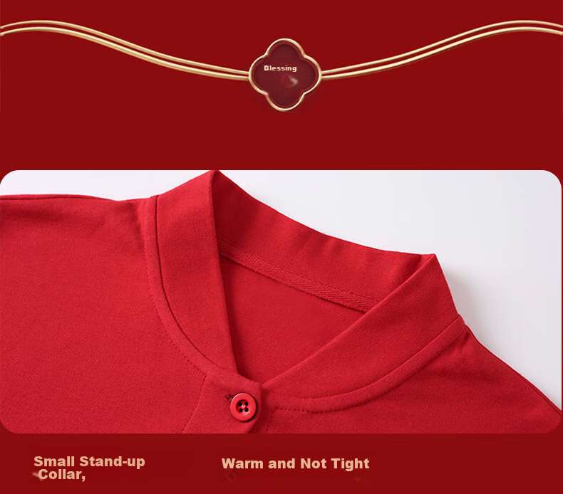 Langsha Middle-Aged And Elderly Red Lucky Year Qiji Red Women's Horse Year Pure Cotton Cardigan Autumn Underwear Set, Thermal Underwear 19