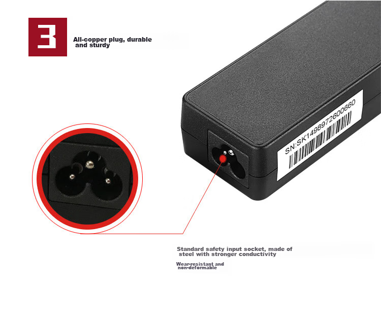 Lenovo Original Power Adapter, Rescue Laptop Charger, Thinkpad Computer Power Cord, E560 T460s X240 E470, 20V 3.25A 65W Square Port 8