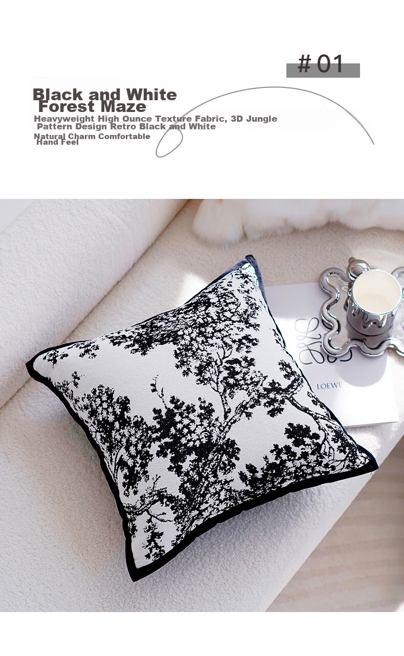 AVIVI Pillowcase, Sofa Cushion Cover, Bed Headboard Pillowcase, 45*45cm, Sketch Forest Desig 4