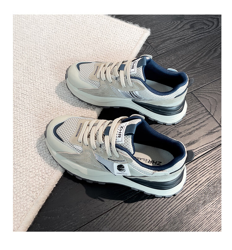 ZHR Dad Shoes for Women, Couples' Thick-Soled Heightening Casual Shoes, Fashionable Sports Shoes for Men And Women, G666 Gray Blue, Size 38 25